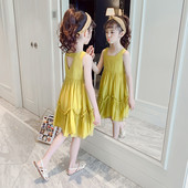 Rochie moderna pentru fete copii - model croiat in galben