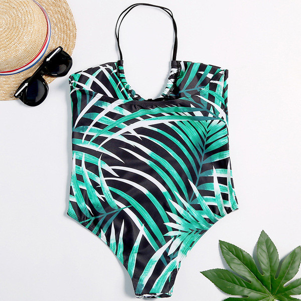 Costum de baie modern cu decupaje în două culori