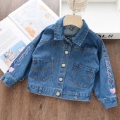 Geaca de copii model nou pentru fete cu broderie si buzunare