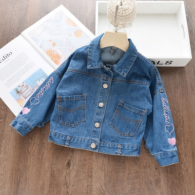 Geaca de copii model nou pentru fete cu broderie si buzunare