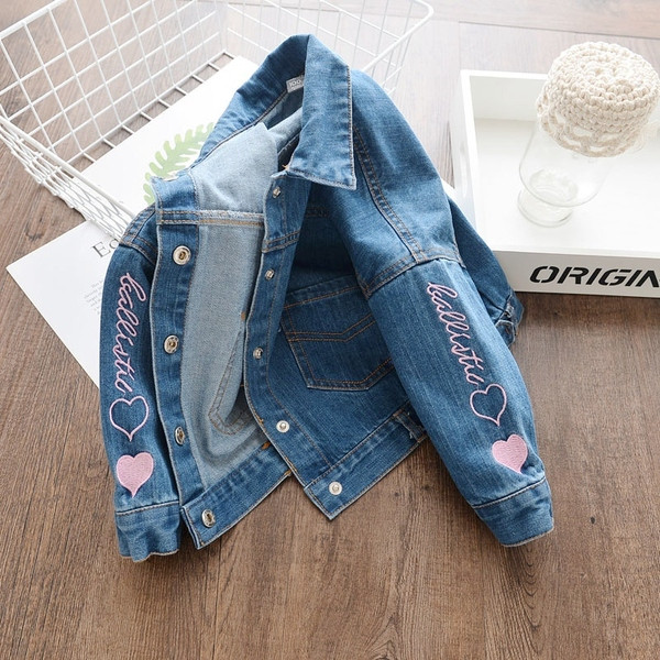 Geaca de copii model nou pentru fete cu broderie si buzunare