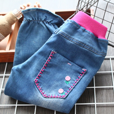 Blugi casual copii pentru fete cu buzunare in albastru