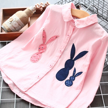Нов модел детска риза за момичета в розов и бял цвят цвят