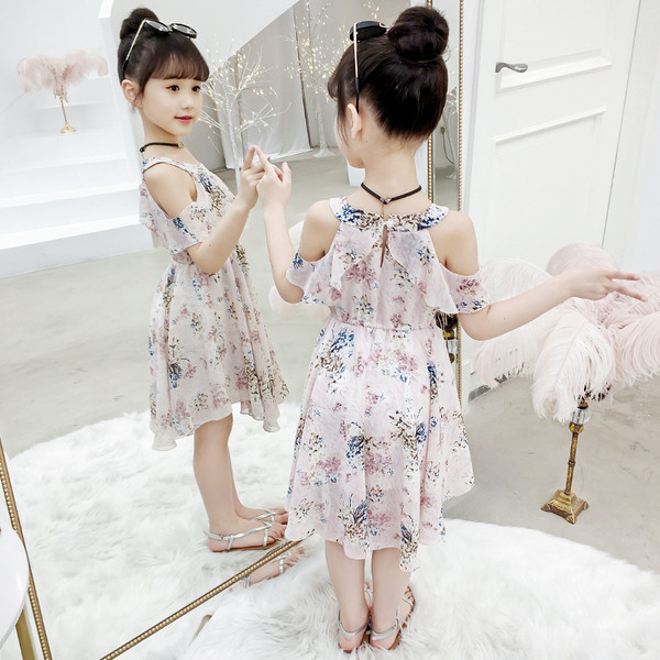 Rochie eleganta pentru copii pentru fete in doua culori cu motive florale