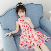 Rochie elegantă pentru copii pentru fete în două culori - galben și roșu cu o panglică