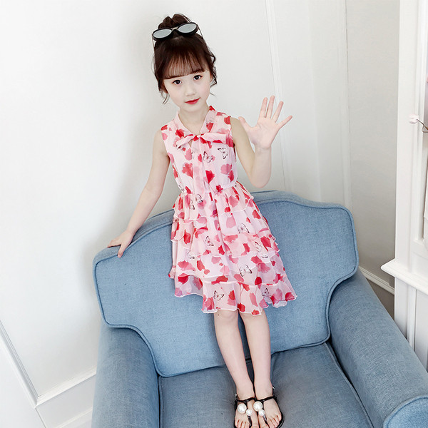 Rochie elegantă pentru copii pentru fete în două culori - galben și roșu cu o panglică