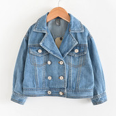 Geaca de copii model nou pentru fete cu nasturi albastri