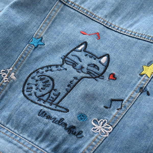 Geaca de copii model nou pentru fete cu nasturi albastri