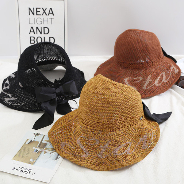 Palarie de plaja dama cu panglica in mai multe culori