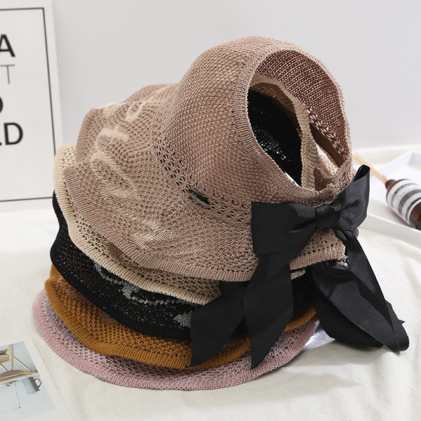 Palarie de plaja dama cu panglica in mai multe culori