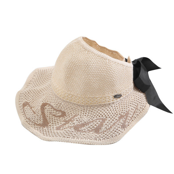 Palarie de plaja dama cu panglica in mai multe culori