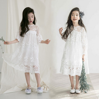 Модерна детска дантелена  рокля в бал цвят за момичета - два модела