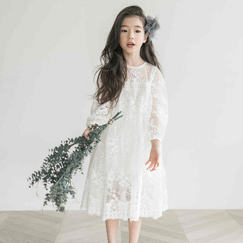Модерна детска дантелена  рокля в бал цвят за момичета - два модела