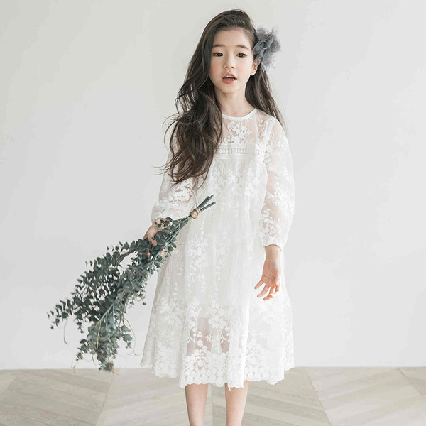 Modern gyerek csipke ruha labda színben lányoknak - két modell