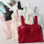 Bustiera de dama moderna din piele ecologica cu bretele late in mai multe culori