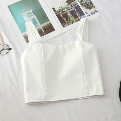 Bustiera de dama moderna din piele ecologica cu bretele late in mai multe culori