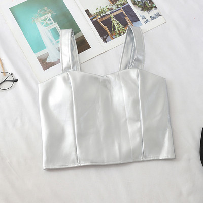 Bustiera de dama moderna din piele ecologica cu bretele late in mai multe culori