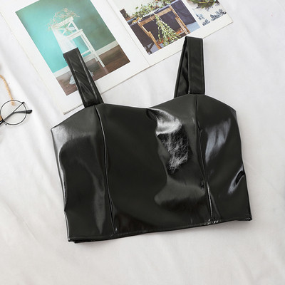 Bustiera de dama moderna din piele ecologica cu bretele late in mai multe culori