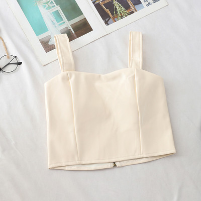 Bustiera de dama moderna din piele ecologica cu bretele late in mai multe culori