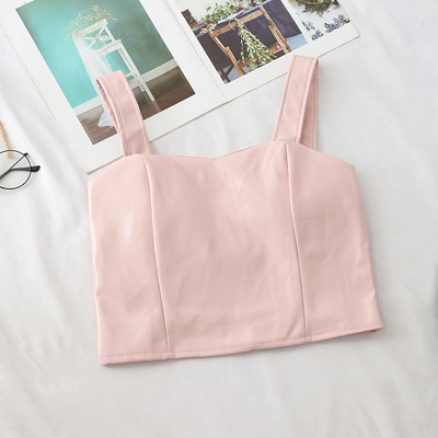 Bustiera de dama moderna din piele ecologica cu bretele late in mai multe culori