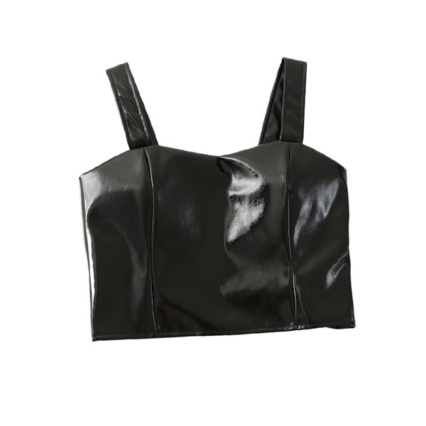 Bustiera de dama moderna din piele ecologica cu bretele late in mai multe culori