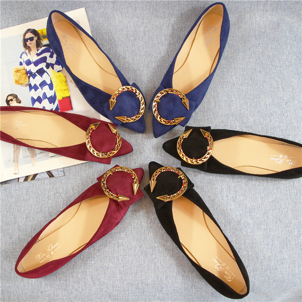 Mocasini casual dama din piele intoarsa ecologica cu catarama cu pietre in trei culori