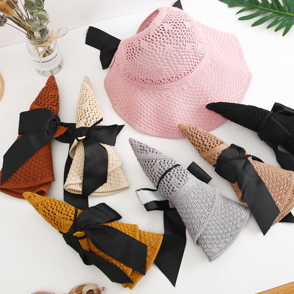 Palarie de dama cu panglica in mai multe culori diferite