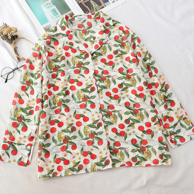 Cămașă de damă modernă model larg cu model colorat și mâneci lungi