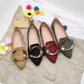 Mocasini casual dama in patru culori din piele intoarsa ecologica cu catarama