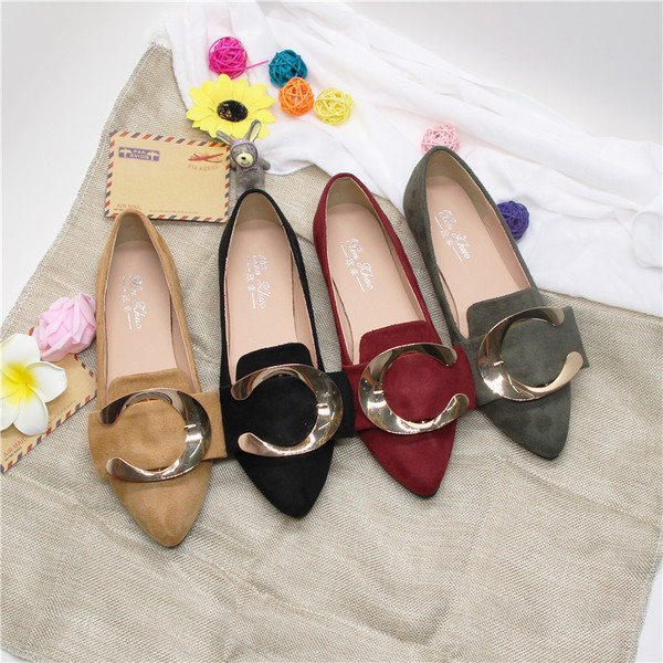 Mocasini casual dama in patru culori din piele intoarsa ecologica cu catarama