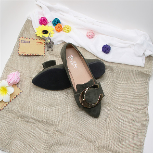 Mocasini casual dama in patru culori din piele intoarsa ecologica cu catarama