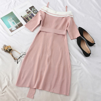 Rochie de dama eleganta cu curea si nasturi in mai multe culori