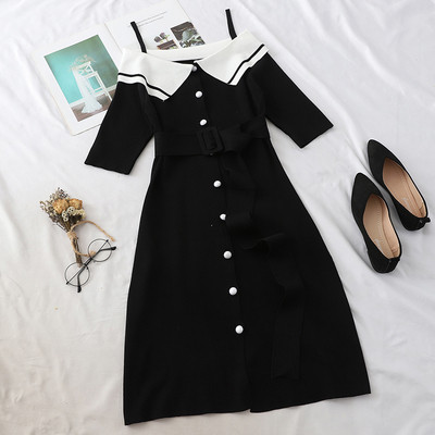 Rochie de dama eleganta cu curea si nasturi in mai multe culori