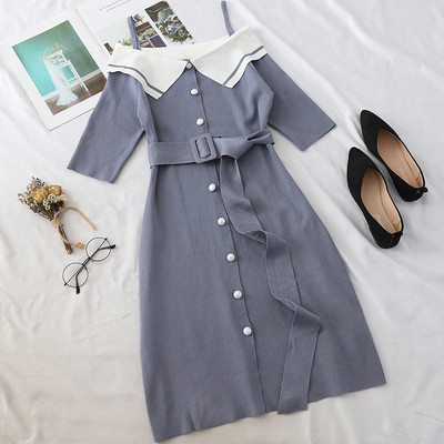 Rochie de dama eleganta cu curea si nasturi in mai multe culori