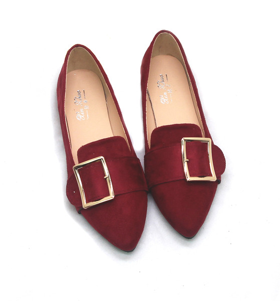 Mocasini de dama din piele intoarsa ecologica cu catarama in patru culori