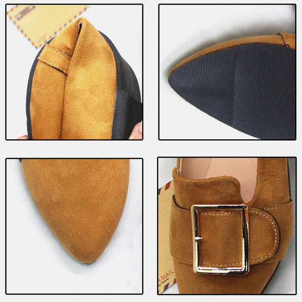 Mocasini de dama din piele intoarsa ecologica cu catarama in patru culori