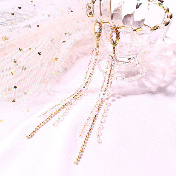 Cercei lungi de dama cu margele - de culoare aurie