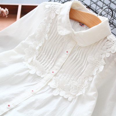 Cămașă modernă pentru copii pentru fete cu element 3D în alb