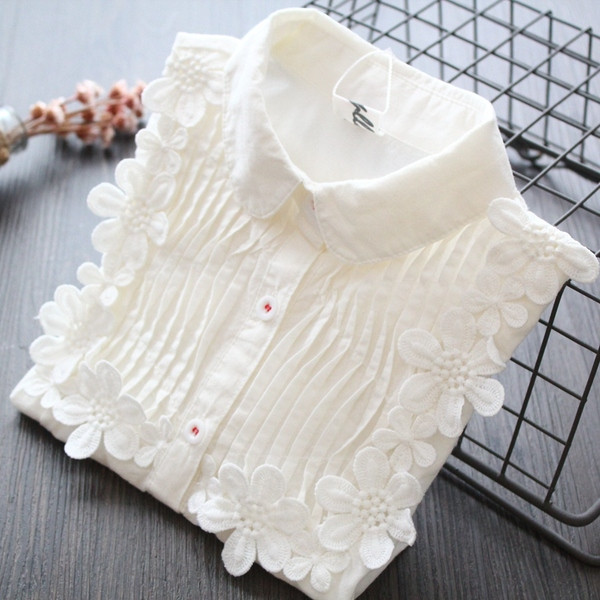 Cămașă modernă pentru copii pentru fete cu element 3D în alb