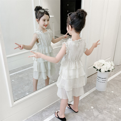 Rochie casual pentru copii pentru fete de culoare alb-negru cu puncte