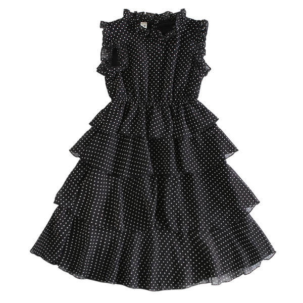 Rochie casual pentru copii pentru fete de culoare alb-negru cu puncte