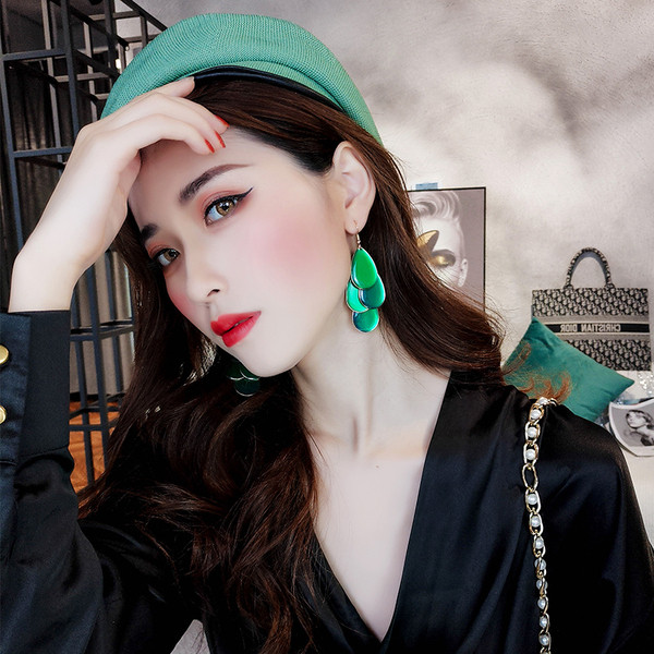 Cercei eleganti de dama in verde