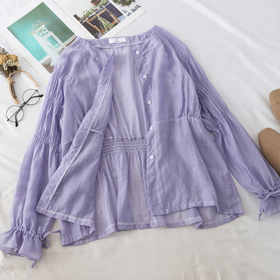 Cămașă modernă de damă cu decolteu O în trei culori