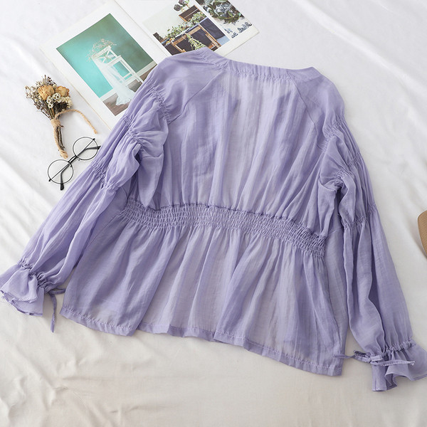 Cămașă modernă de damă cu decolteu O în trei culori