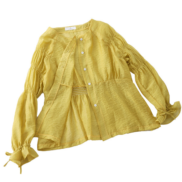 Cămașă modernă de damă cu decolteu O în trei culori