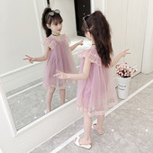 Rochie de copii actuala pentru fete cu tul in doua culori