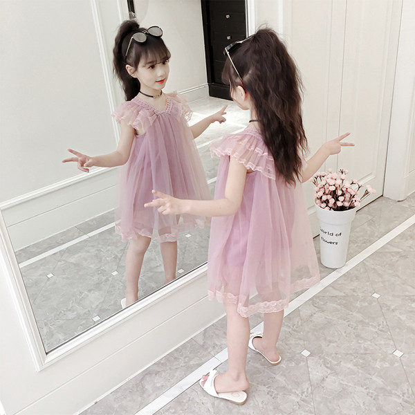 Rochie de copii actuala pentru fete cu tul in doua culori