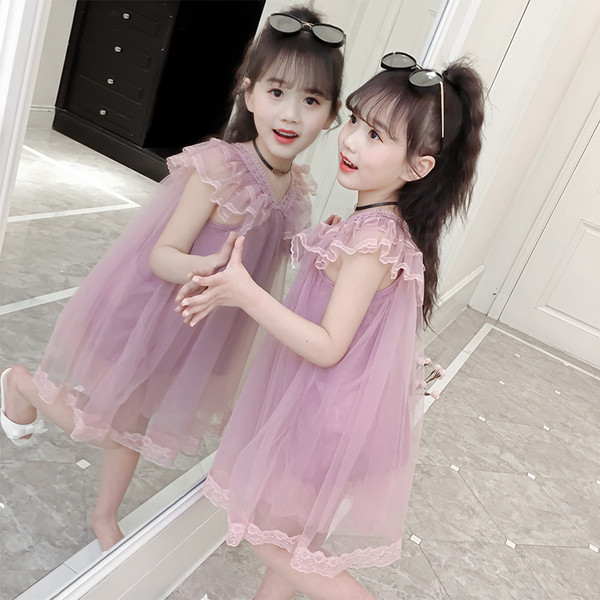 Rochie de copii actuala pentru fete cu tul in doua culori