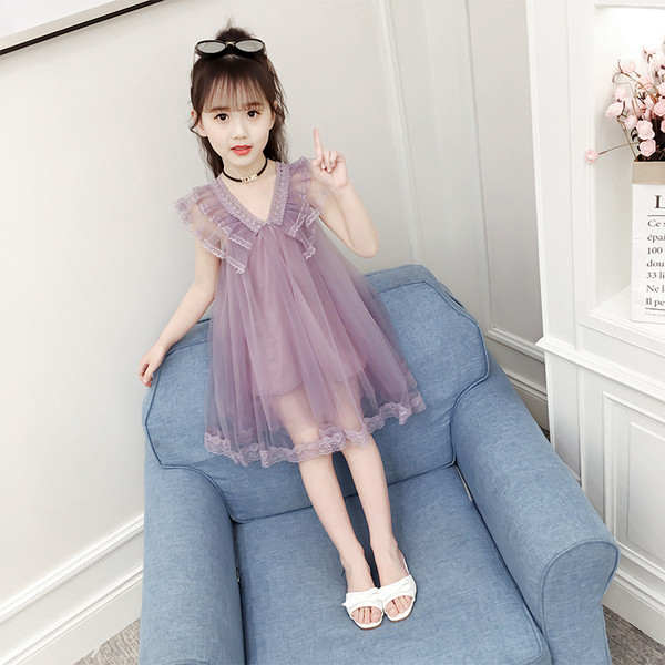 Rochie de copii actuala pentru fete cu tul in doua culori