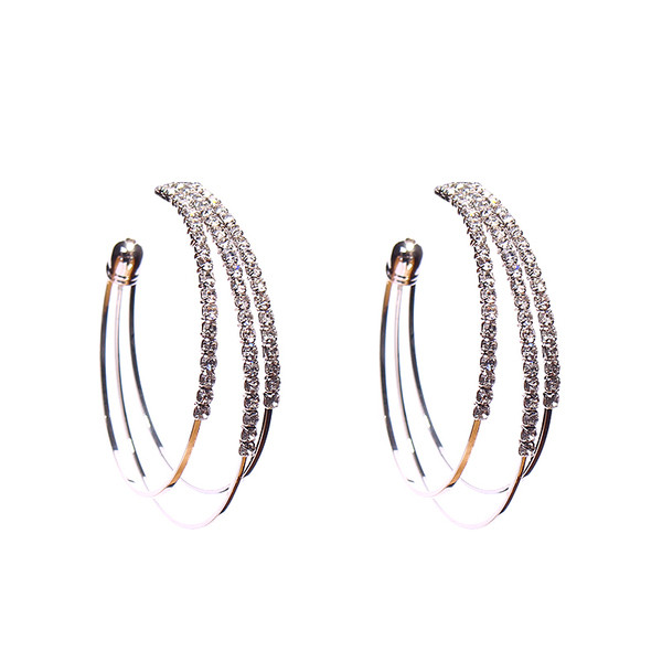 Cercei de dama cu pietre de culoare argintiu si auriu